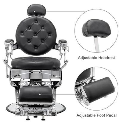 Heavy Duty Barber Chair 700lbs Capacity Vintage Recline Style Hydraulic Operation 360° Rotatable Barber Chair,Customized