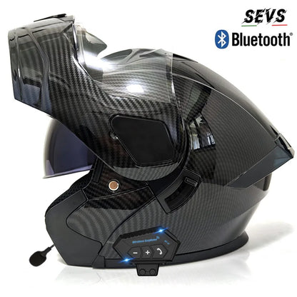 Small Modular Electric Motorcycle Helmet Bluetooth Dual Visor Helmet with Large Rear Wing 3C DOT Certified Safety Gear