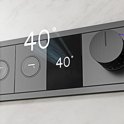 Ceiling Mounted LED Digital Display Thermostatic Shower System.Embedded waterfall style brass bathroom mixer for hot&cold water