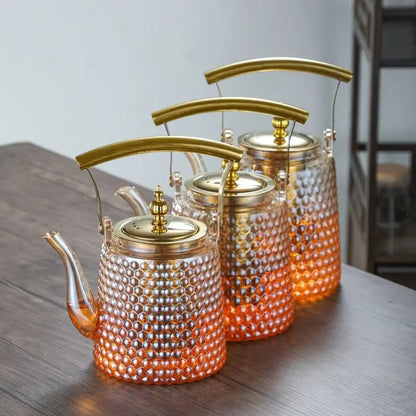 Hammer Japanese beam pot copper handle retro boiling teapot large capacity large hole sky pot high borosilicate glass teapot