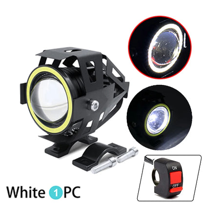 125W U7 LED Auxiliary Motorcycle Angel Eyes Headlight Explorers DRL Spotlights Bright LED Bicycle Lamp Accessories Foggers