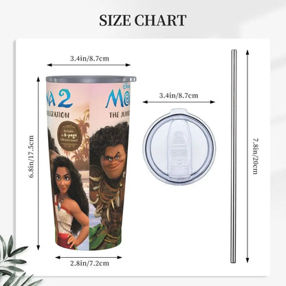 Moana and Pua Cartoon Movie Insulated Tumbler with Straws Stainless Steel Coffee Mugs Double Wall Car Bottle Cups 20oz
