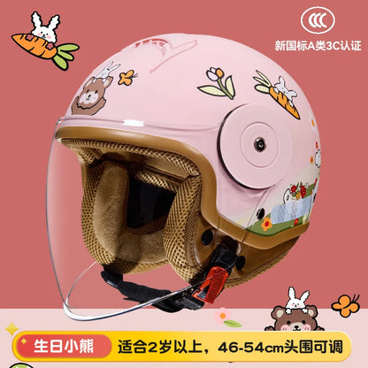 Children's Four Seasons Helmet New National Standard Class A 3C Certification Cartoon Electric Vehicle Helmet Motorcy Casco Moto