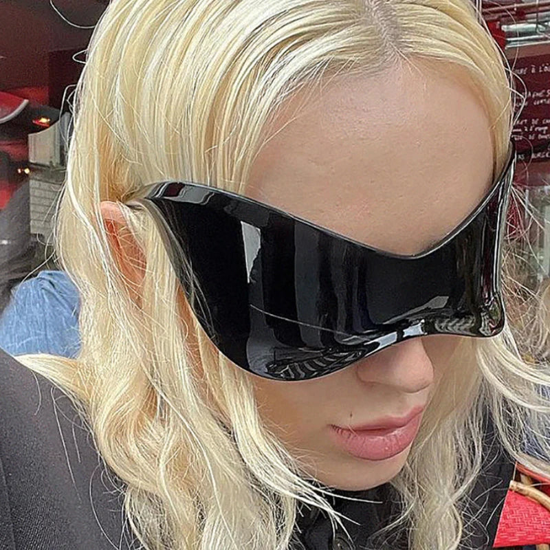 Protective Glasses New Oversized Y2K Punk Rimless Sunglasses Women Men Brand Designer Hip Hop Sport One Piece Sun Glasses Shades