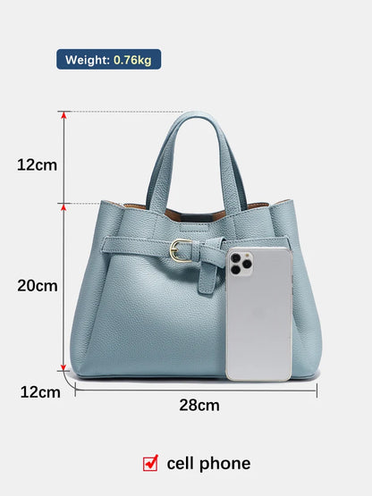Zency Fashion Genuine Leather Top-handle Bag For Women Luxury Designer Crossbody Bag Zipper Purse Elegant OL Work Bag Tote Sac