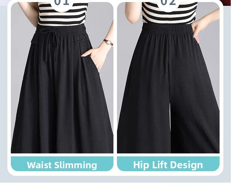High Waist Wide Leg Seven-Foot Pants Women's Summer 2026 New Style Loose Comfortable Casual Trousers Skirt Pants