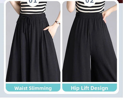 High Waist Wide Leg Seven-Foot Pants Women's Summer 2026 New Style Loose Comfortable Casual Trousers Skirt Pants