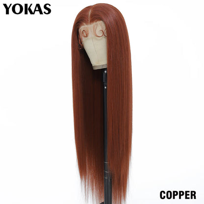 40 Inch Synthetic Lace Frontal Wigs For Women 13x6 Lace Front Wigs With High Temperature Fiber HD Lace Pink Blonde Straight Hair