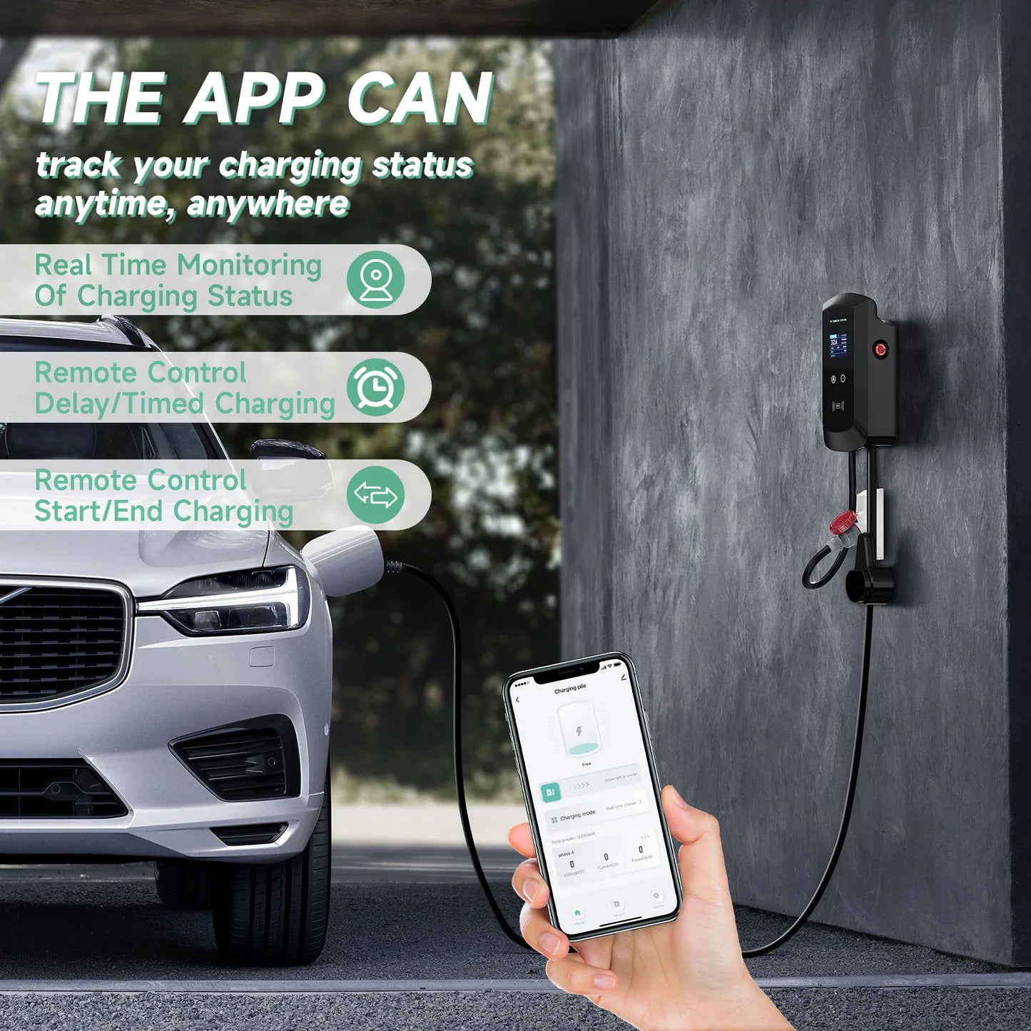 Puppyfc 7.6KW/11KW/22KW 3Phase EV Charging Station GBT 20234 Electric Car Charger EVSE Wallbox WiFi Bluetooth APP Remote Control