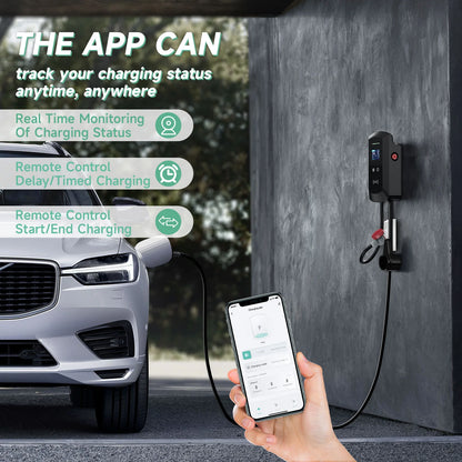 Puppyfc EV Charger 32A 7.6KW Electric Vehicle Car Charger EVSE Wallbox 11KW 22KW 3Phase Type2 5m IEC62196-2 Socket APP Control
