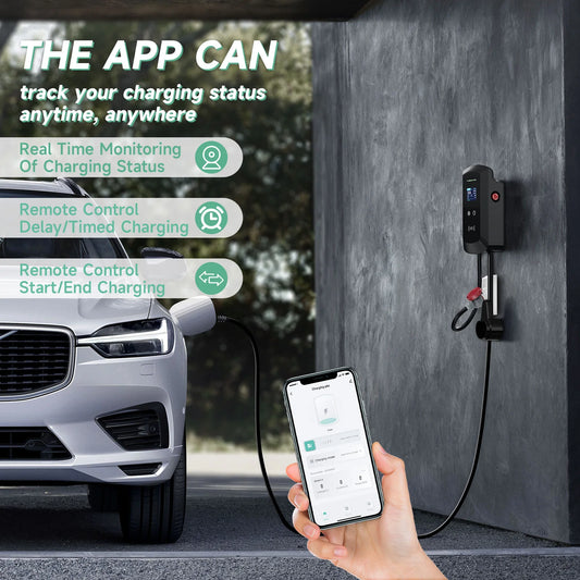 Puppyfc EV Charger 32A 7.6KW Electric Vehicle Car Charger EVSE Wallbox 11KW 22KW 3Phase Type2 5m IEC62196-2 Socket APP Control