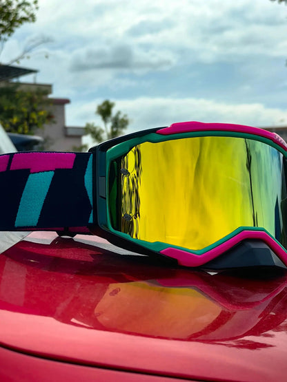 New Motorcycle Goggles Anti-Fog HD Lens, Motocross Glasses Windproof Protective Eyewear for MX MTB Cycling Riding Men & Women