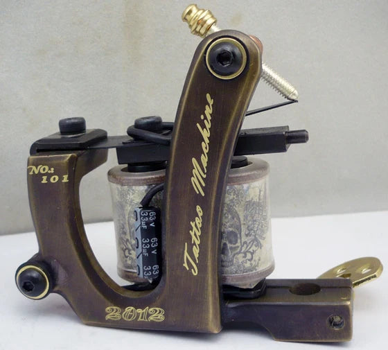 Professional Copper Tattoo Machine 10 Wraps Coils Frame Liner Shader Tattoo Gun Permanent Makeup Body Art Tatto Equipment