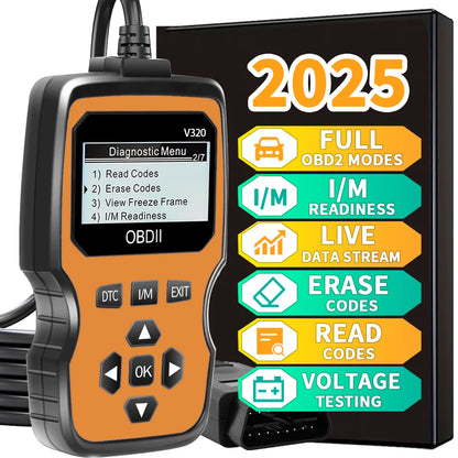 Obd2 Diagnostic Scanner Tool - Engine Fault Code Reader for All Cars since 1996, with Real-Time Data Stream, Battery Test, and Code Erasure