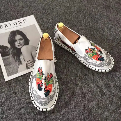 Old Beijing Cloth Shoes Embroidery Flower Social Guy Male Moccasin-Gommino Student Casual Shoes Fashion National Chinese Style