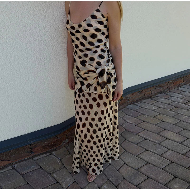 2026 Women Chic Vacation Outfits Fashion Leopard Print Sheer Chiffon Shirt Casual Turn-down Collar Mini Dress & Detachable Scarf