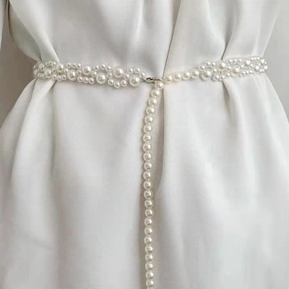 100cm Temperament Elegant Pearl Belt Waist Belt Female Girls Dress Crystal Strap Pearl Wedding Chain Belts Girl Accessories