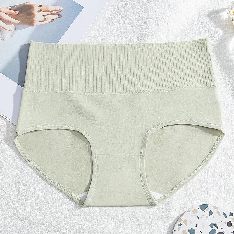 Cotton Women's Panties Elastic Soft Large Size XXL Solid color Ladies Underwear Breathable Sexy High Waist Tummy control Briefs