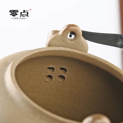 Retro Japanese coarse pottery beam pot business gift ceramic kung fu tea set large teacup