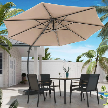 Outdoor Patio Umbrella with Base included, 11 FT Deluxe Curvy Cantilever Umbrella Heavy Duty Offset Hanging, Customized