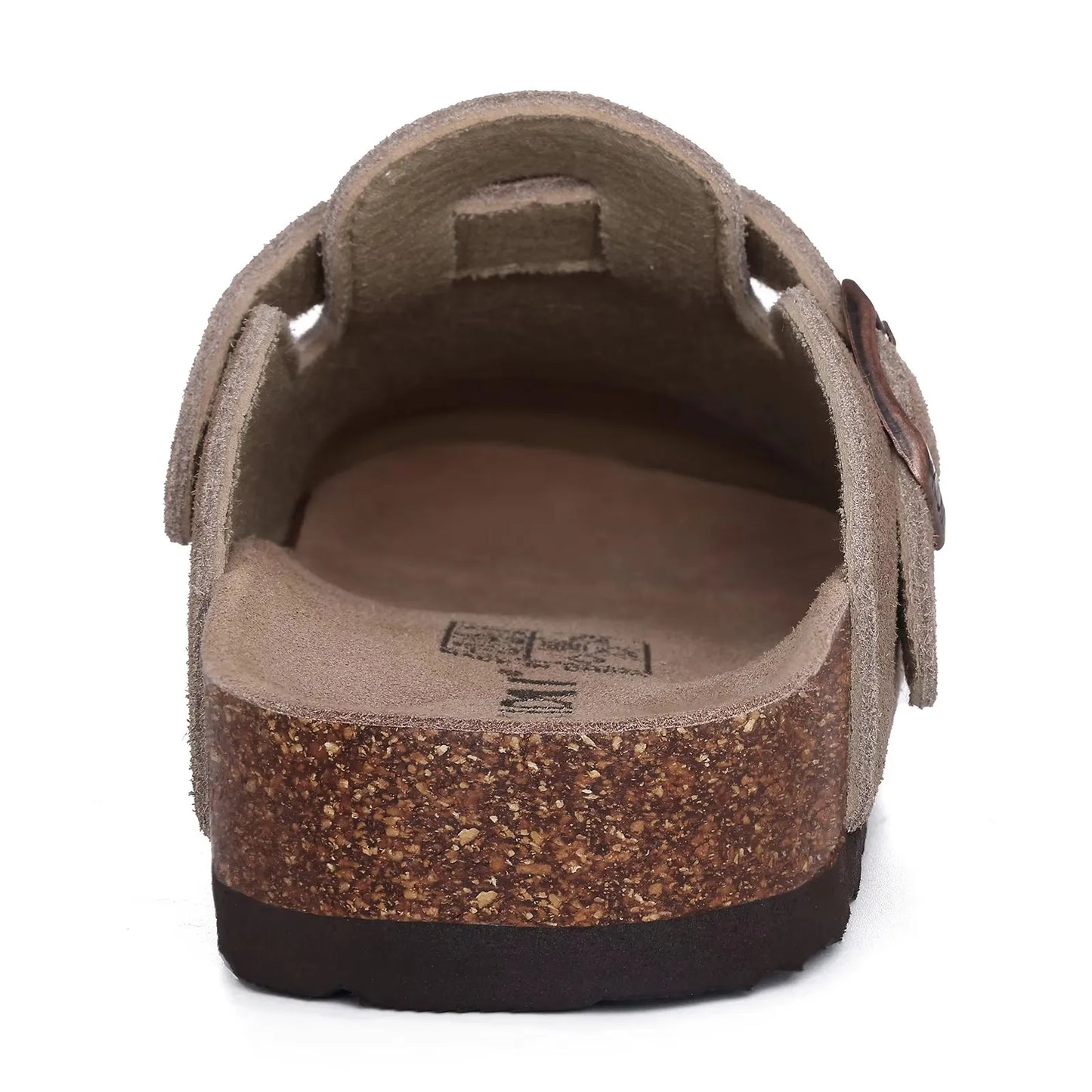 Crestar Women's Suede Clogs Lady Fashion Buckle Leather Mules Comfort Cork Footbed Potato Shoes with Arch Support Beach Sandal