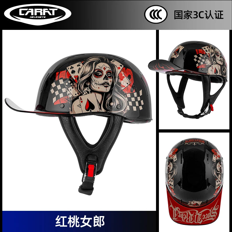 New retro summer motorcycle helmet motorcycle cruising half face helmet anti-collision men lightweight and breathable.