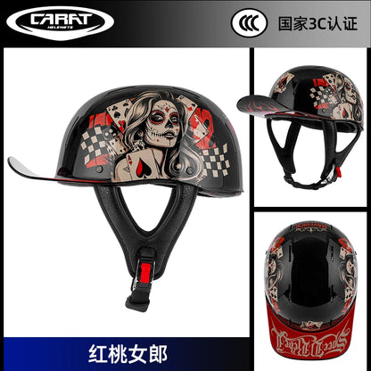 New retro summer motorcycle helmet motorcycle cruising half face helmet anti-collision men lightweight and breathable.