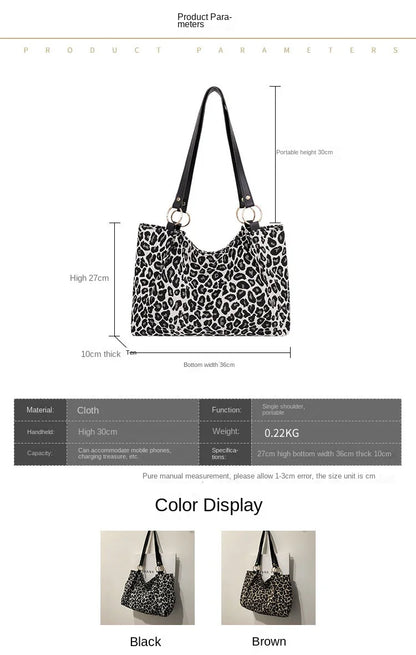 New Fashion Tote Bags Shopping and Travel  Canvas Bags New Women Popular Handbags Large Capacity Leopard Shoulder Bags Сумка