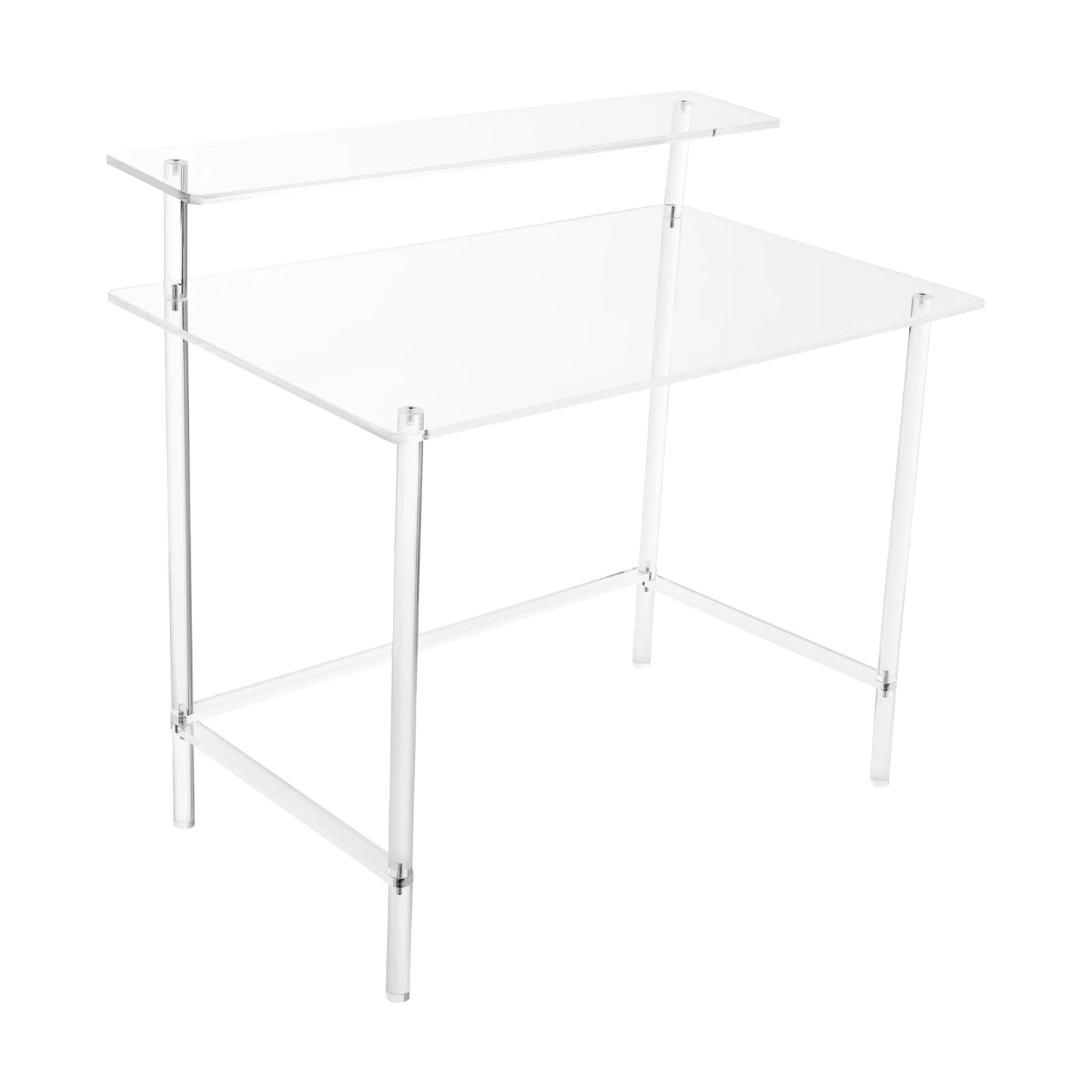 Acrylic Desk 2-Tier Computer Desk Home Office Clear Desk 31.5*19.69*34.65in Writing Table Vanity Desk Study Desk