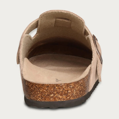 Kidmi New Cow Suede Women's Potato Shoes With Adjustable Strap Cork Insole Mules Outdoor Unisex Clogs Slippers With Arch Support