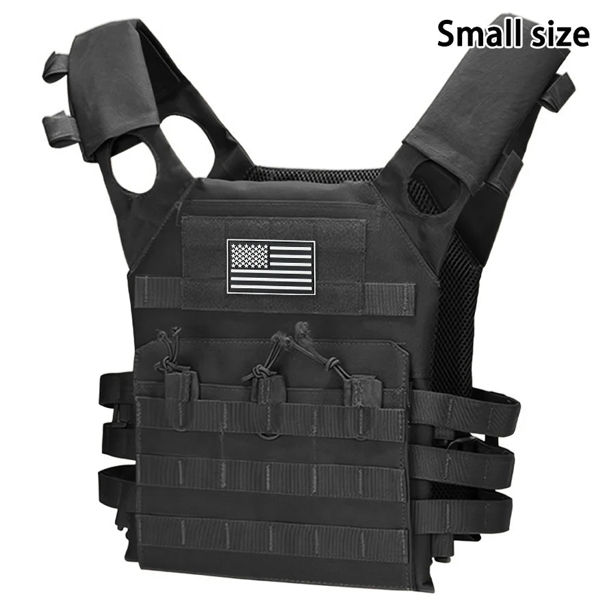 MOLLE outdoor training vest (including US flag emblem) with convenient expansion, lightweight and multifunctional JPC vest
