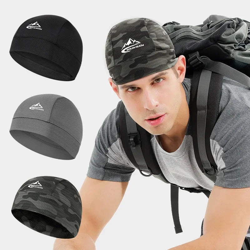 Motorcycle Cap Quick Dry Anti-UV Sports Hat Cooling Skull Cap Helmet Liner Sweat Cap Outdoor Bike MTB Running Hat For Men Women