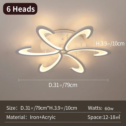 Modern Ceiling Lamp Indoor Acrylic Lustre For Bedroom Living Dining Room Kitchen Led Chandelier RC Dimmable Pendant Light Decor