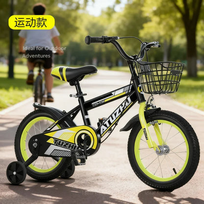 Bright Yellow Sports Style Children's Bicycle - 14 Inch 16 Inch 18 Inch Pedal Bikes for Boys And Girls Aged 3-9 Years Old