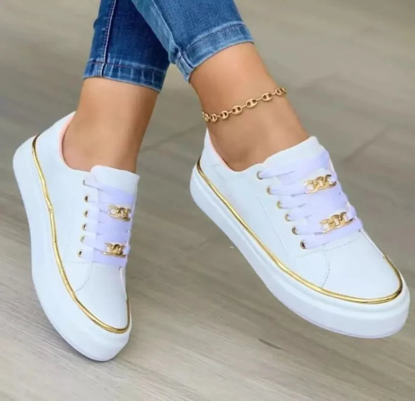 Women's Vulcanized Shoes Large Size Platform Sportstyle Low-top Shoes for Women Leather Lace-up Non-slip Casual Women's Sneakers