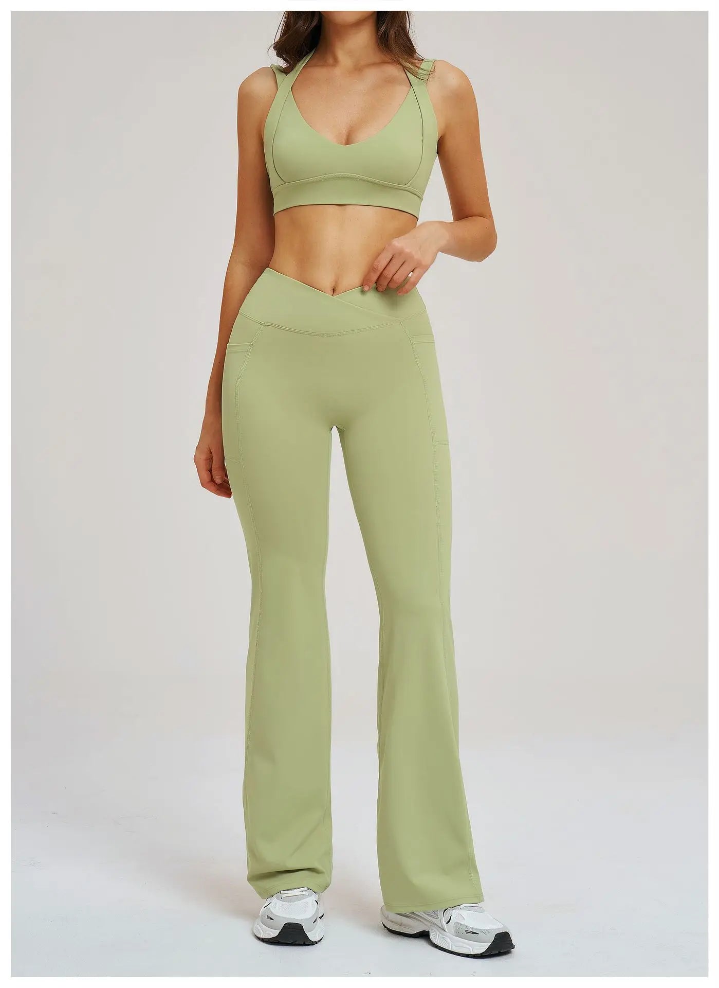 2 Piece Yoga Clothes Women's Sexy Wear Sexy Sport Bra High Waist Flared Pant Fitness Suit Gym Workout Jogging Sports Yoga Set