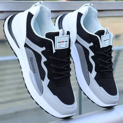 New Spring Autumn Men's Breathable Mesh Sports Shoes Korean Style Lightweight Casual Shoes Soft Bottom Running