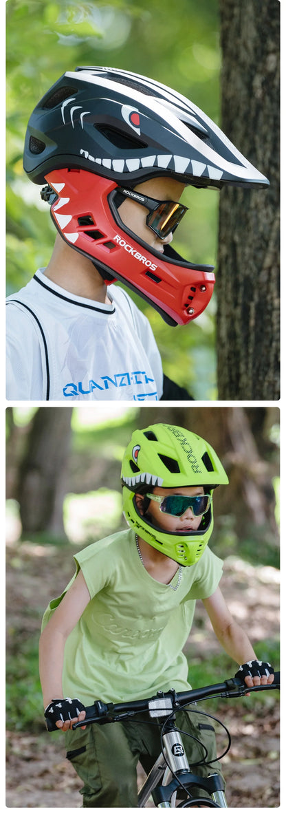 ROCKBROS Child Cycling Helmets Detachable Full Face Helmet Lightweight Adjustable Bicycle Scooter Helmet Safety Breathable
