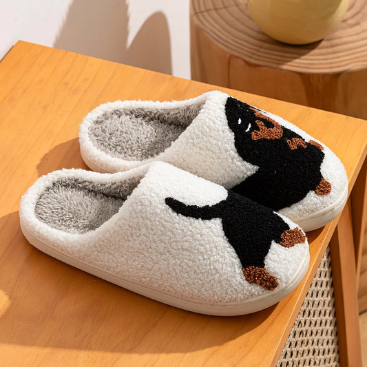 Slippers Classic Dachshund Embroidered Pattern House Women's Winter Indoor Soft Sole Warm Comfy Leisure Bedroom Home Shoes