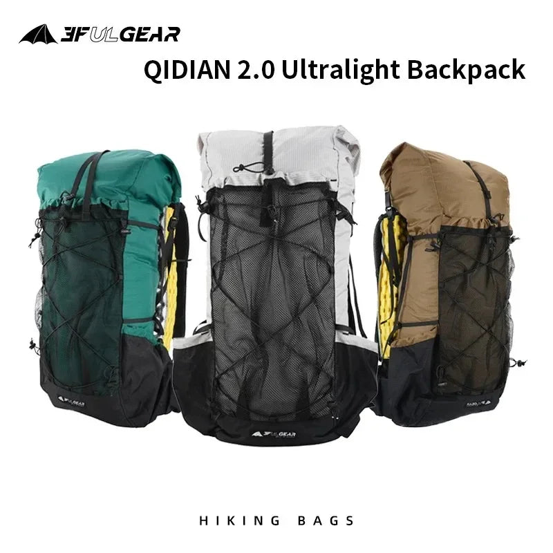 3F UL Gear Lightweight Waterproof Hiking Backpack 40+16L Outdoor Camping Travel Climbing Trekking Rucksack with Adjustable Strap