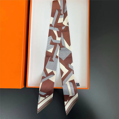 Luxury Brand Horse Bag Scarf 2024 New Design Womens Silk Scarf Fashion Head Scarf Headwear Long Skinny Scarves Bag Accessories