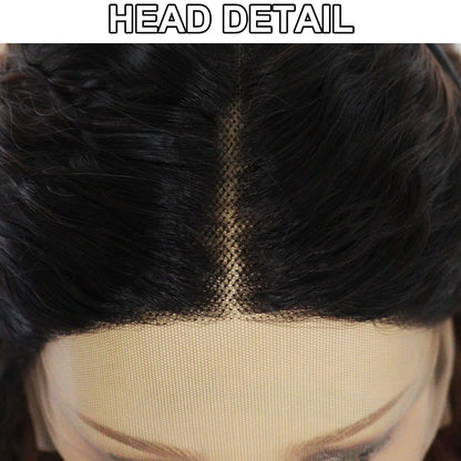 13*4*1 Lace Front Wig Ombre Brown Long Curly Synthetic Wig for Women Heat Resistant Hair Daily Party Cosplay