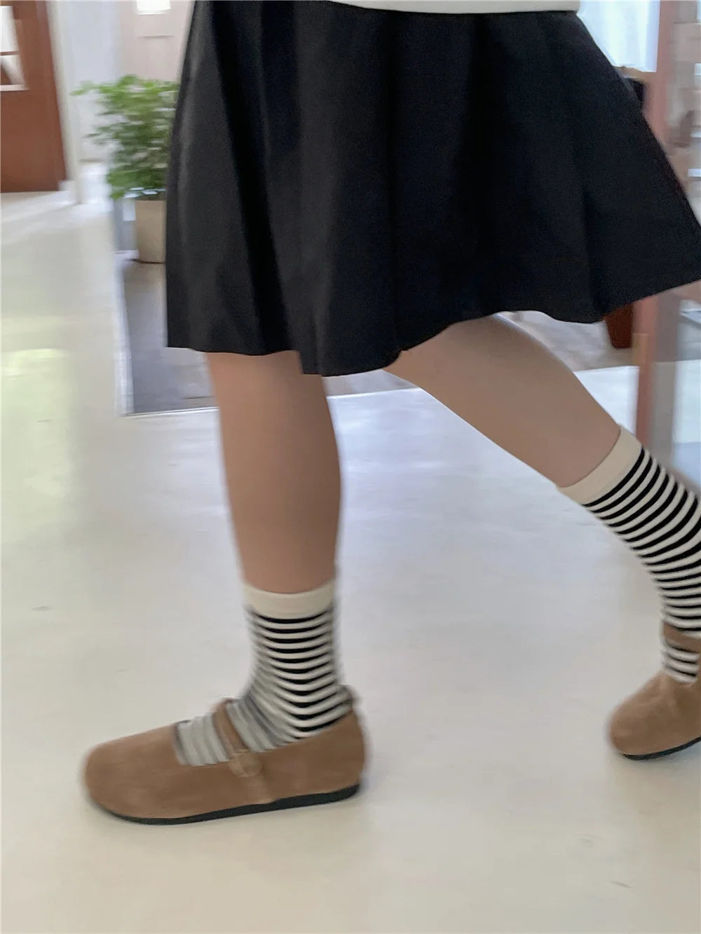 Korean Simple Colored Striped Cotton Socks Women’s Autumn Winter Breathable Middle Tube Socks College Style Trendy Casual Socks