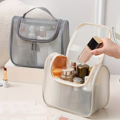 New Multi-functional Toiletries Bag Curved Nylon Mesh Portable Makeup Bag Women's Large Capacity Cosmetics Storage Bag