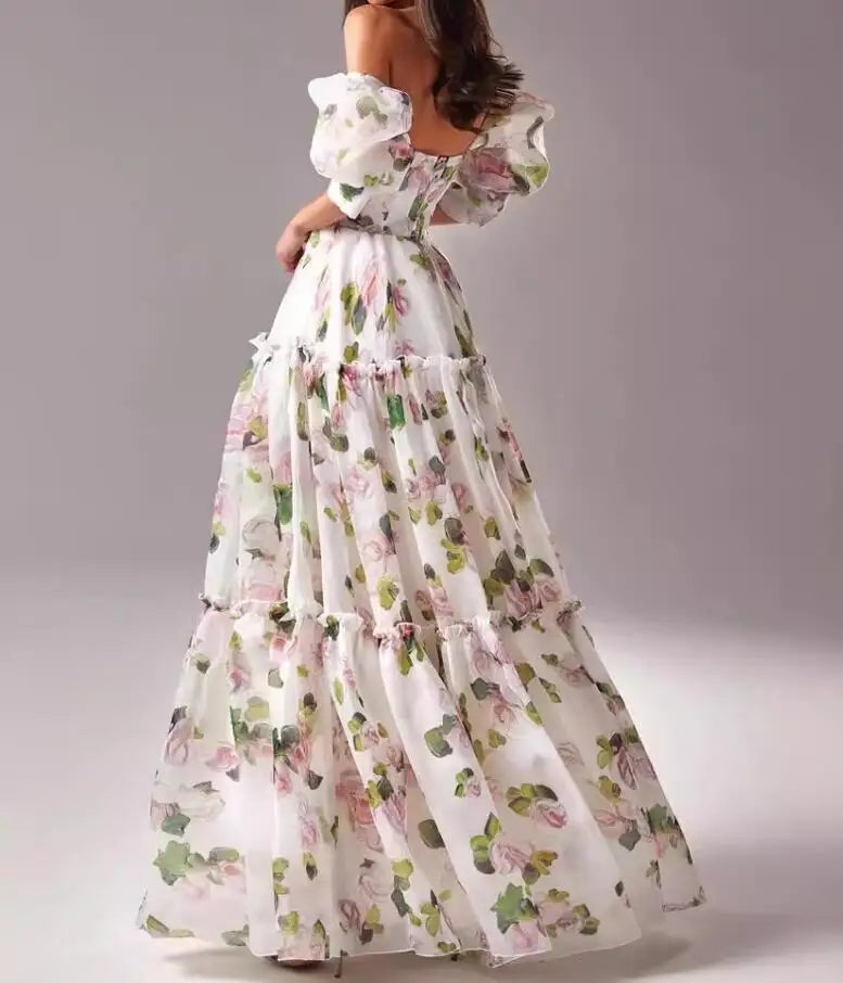 Spring/Summer New Fashion Sexy Off Shoulder Printed Half Sleeves Slim Fit Dress For Women,3 Colors