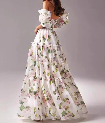 Spring/Summer New Fashion Sexy Off Shoulder Printed Half Sleeves Slim Fit Dress For Women,3 Colors
