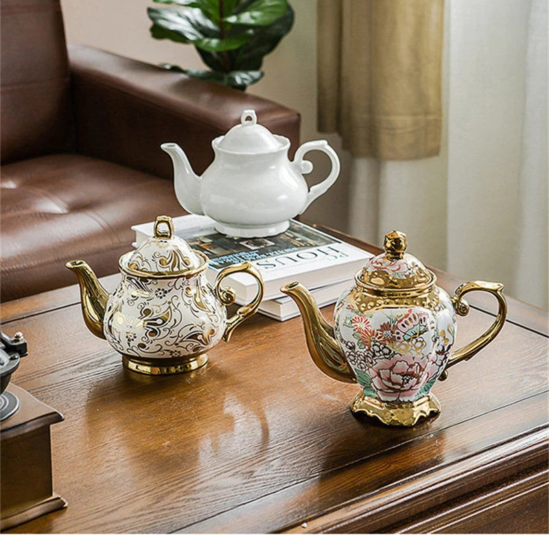 900ML European British Teapot  Porcelain High-Capacity Tea Pot With Filter Luxury Teaware Heat Resistant Kettle Pot Ceramic