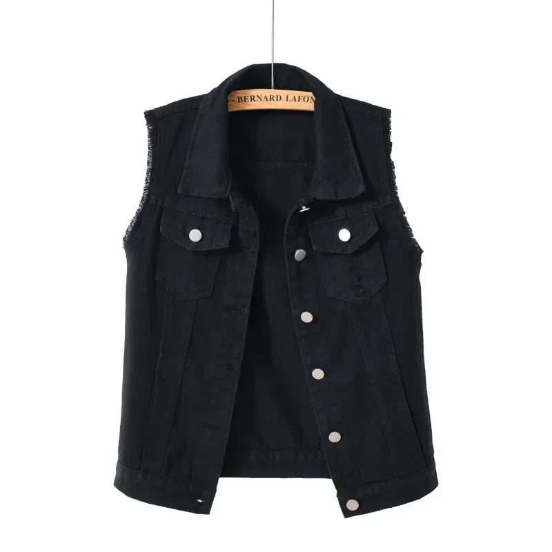 Coats Fashion Clothes Casual Vintage Elegant Sleeveless Denim Vest for Women Jacket Spring Streetwear Women Clothing Autumn