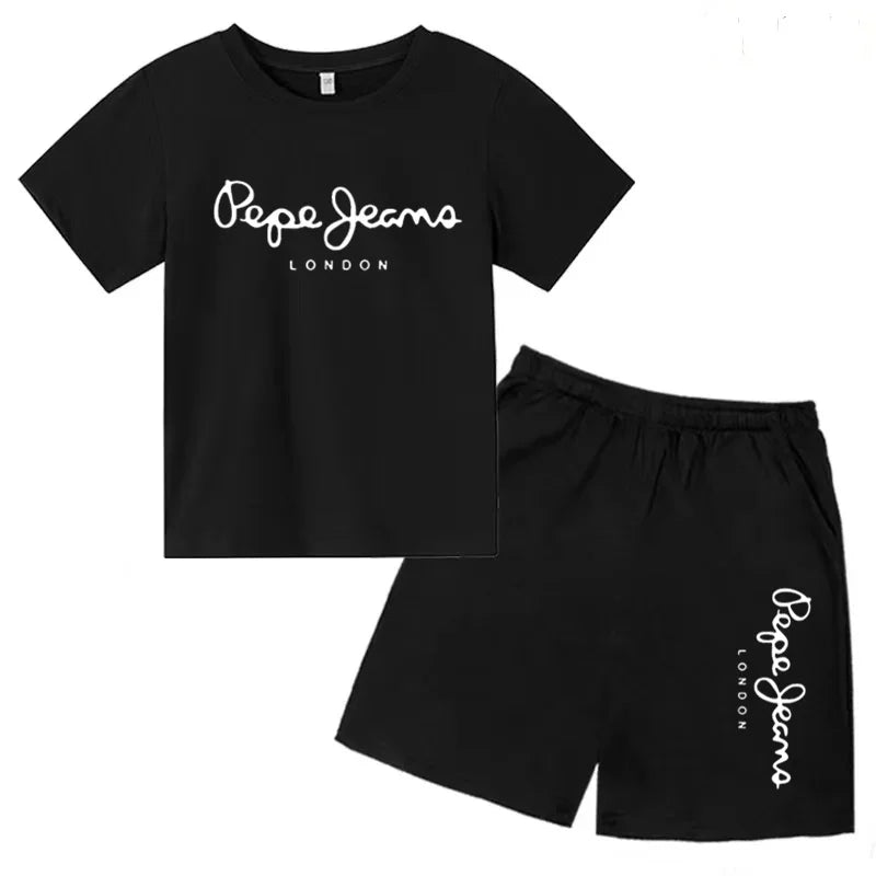 Kids Summer Fashion Casual Set - Boys Girls Toddler Clothes Charming Letter Print T-shirt with Short Sleeves And Shorts 3-12 Yea