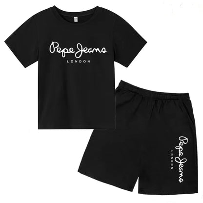 Kids Summer Fashion Casual Set - Boys Girls Toddler Clothes Charming Letter Print T-shirt with Short Sleeves And Shorts 3-12 Yea